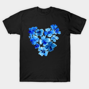 Heart Shaped Blue Flowers T-Shirt